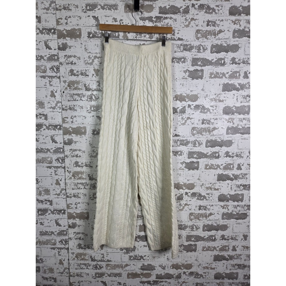 Cozy Wide Leg Cable Knit Sweater Pants Size Small Elastic Comfy Loungewear